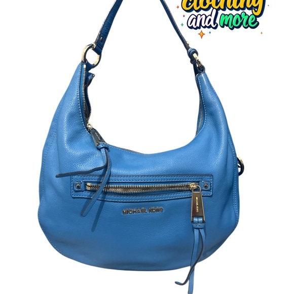 Michael Kors Sky Blue Hobo Bag with Pebbled Leather - Picture 5 of 5